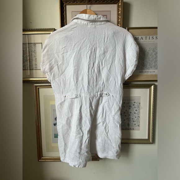 L*Space White Short-Sleeve Swim Cover-Up Mika Large - Picture 7 of 12